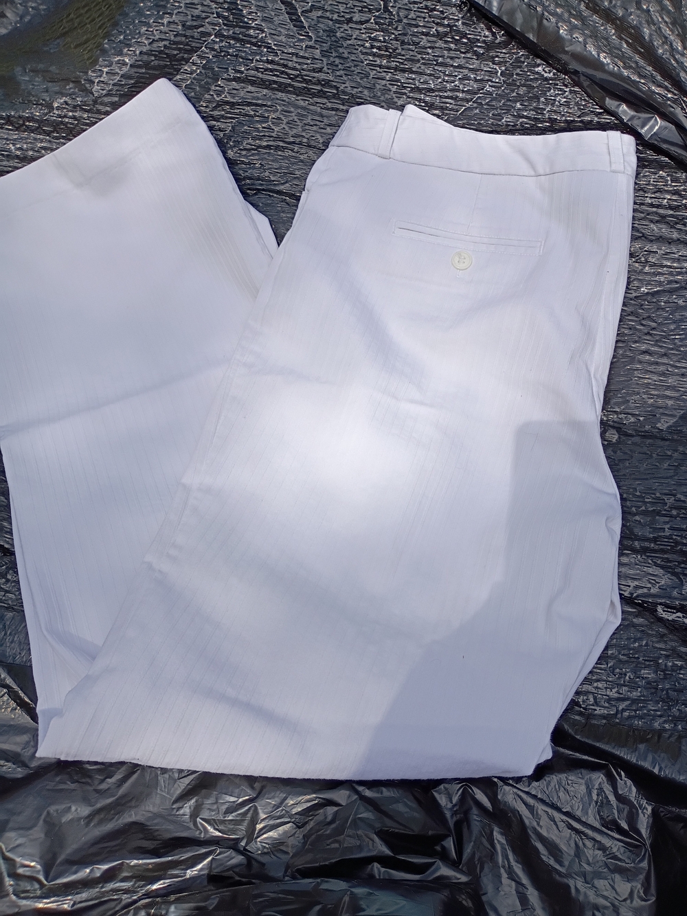 Worthington White Pinstripe Dress Pants - Straight Leg